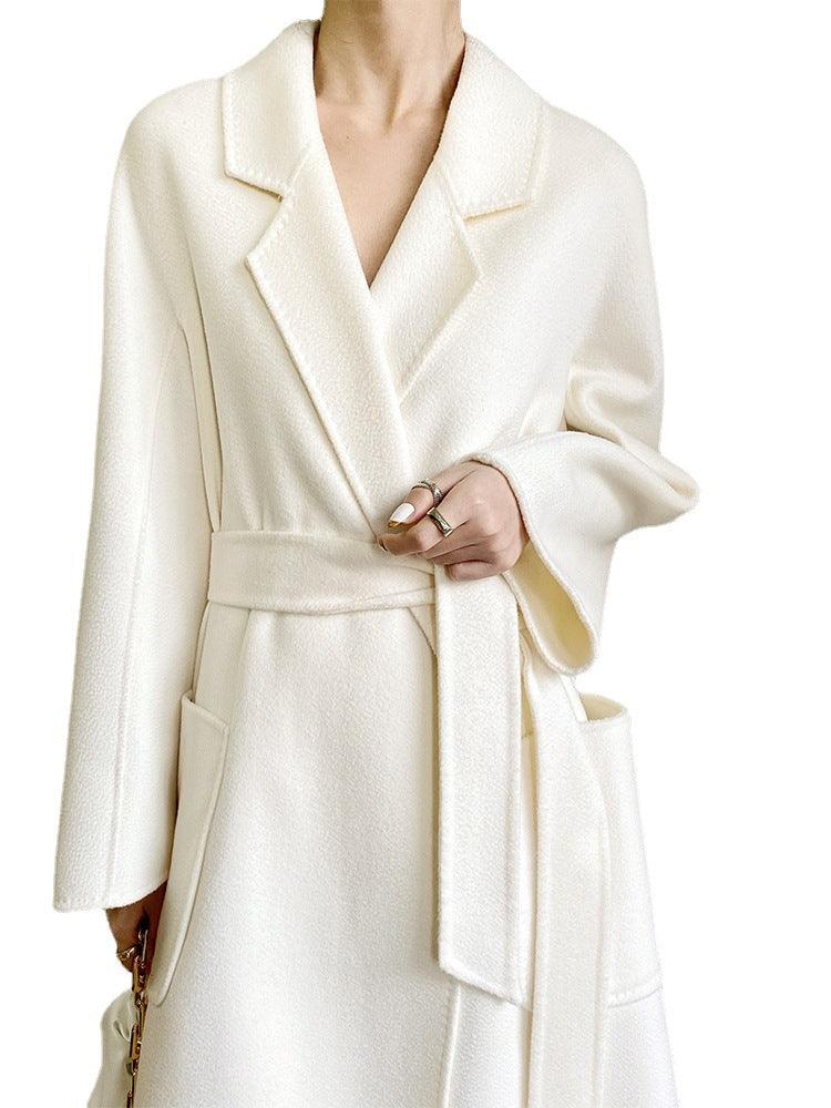 Women's Fashion Double-sided Cashmere Water Ripple Coat - Nioor