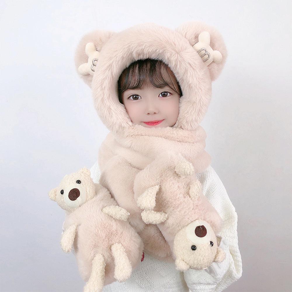 Children's Hat Scarf Gloves One-piece Hat - Nioor