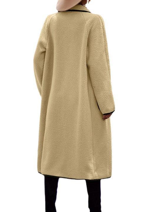 Cashmere Contrast Color Pocket Long Coat - Nioor