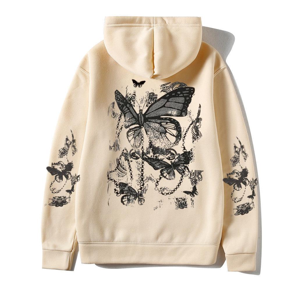 Cold Design Butterfly Hooded Sweater - Nioor