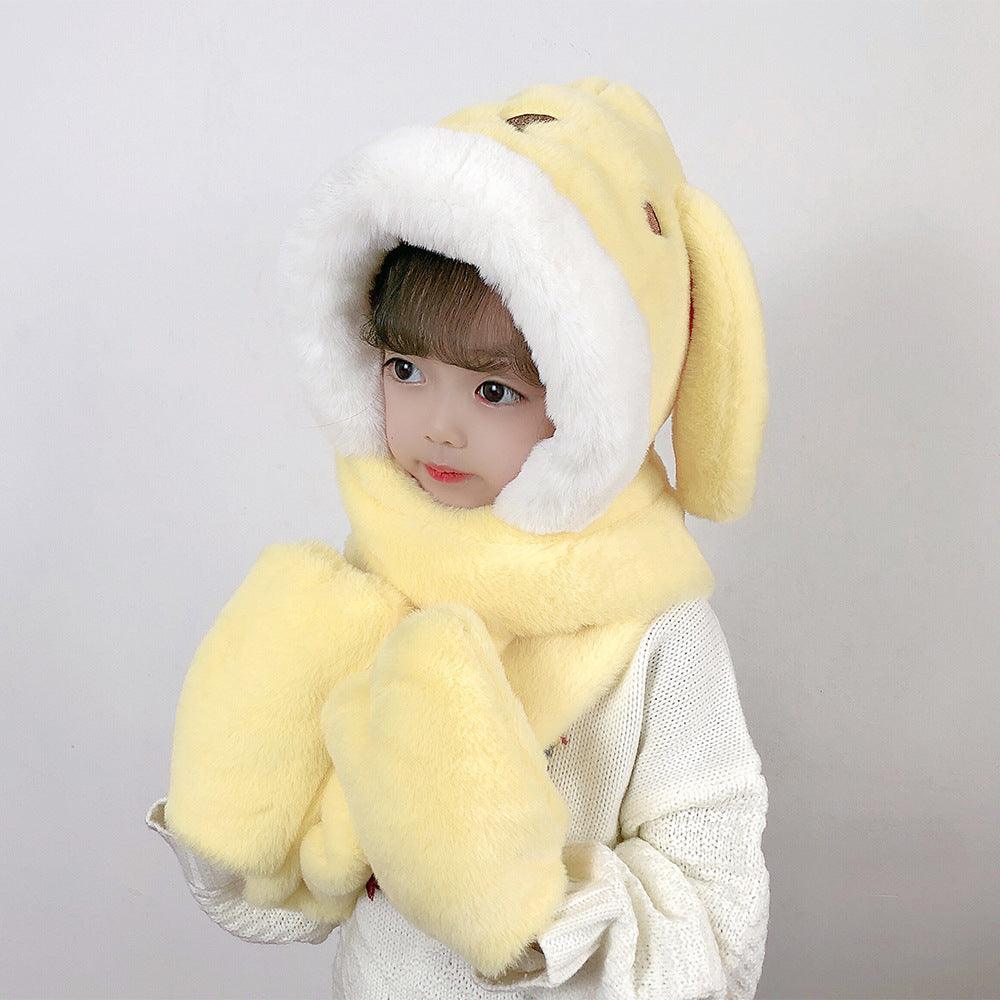 Children's Hat Scarf Gloves One-piece Hat - Nioor