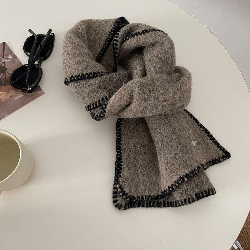 Winter Contrast Color Keep Warm Pure Color Scarf - Nioor