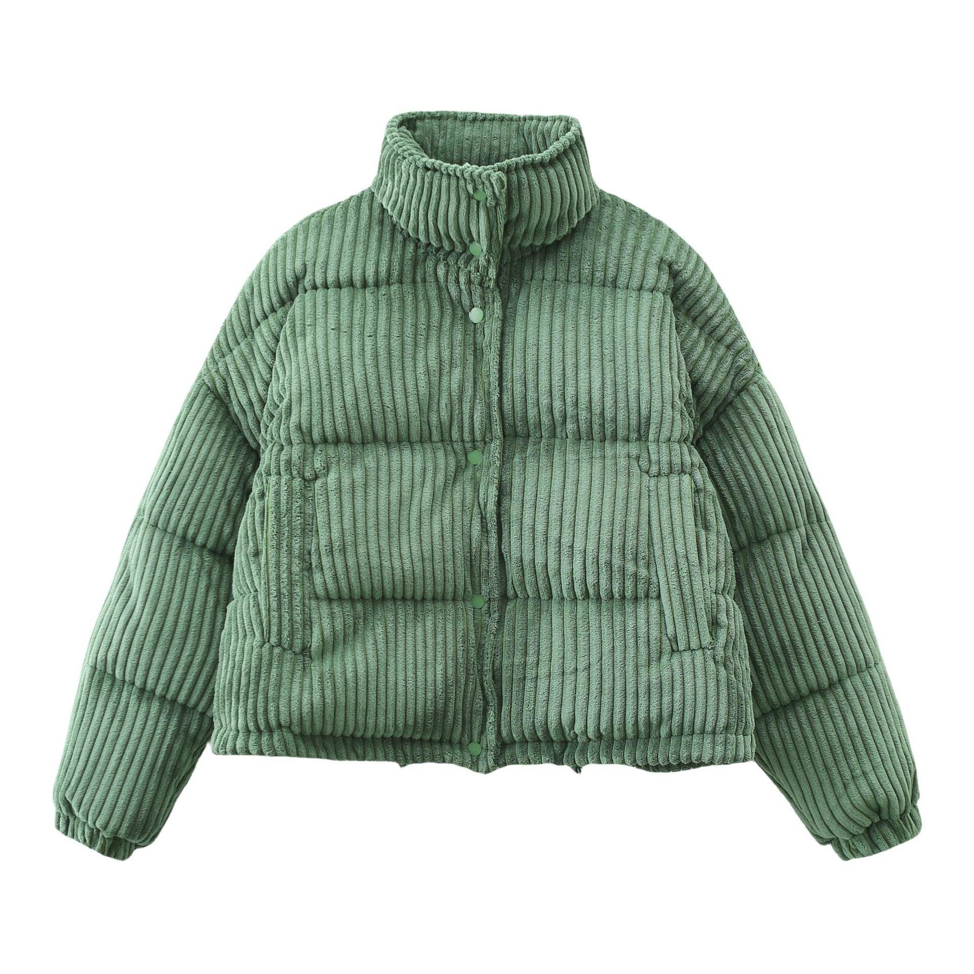 Warm Corduroy Puffer Jacket Coat Short Loose Cotton Coat - Nioor