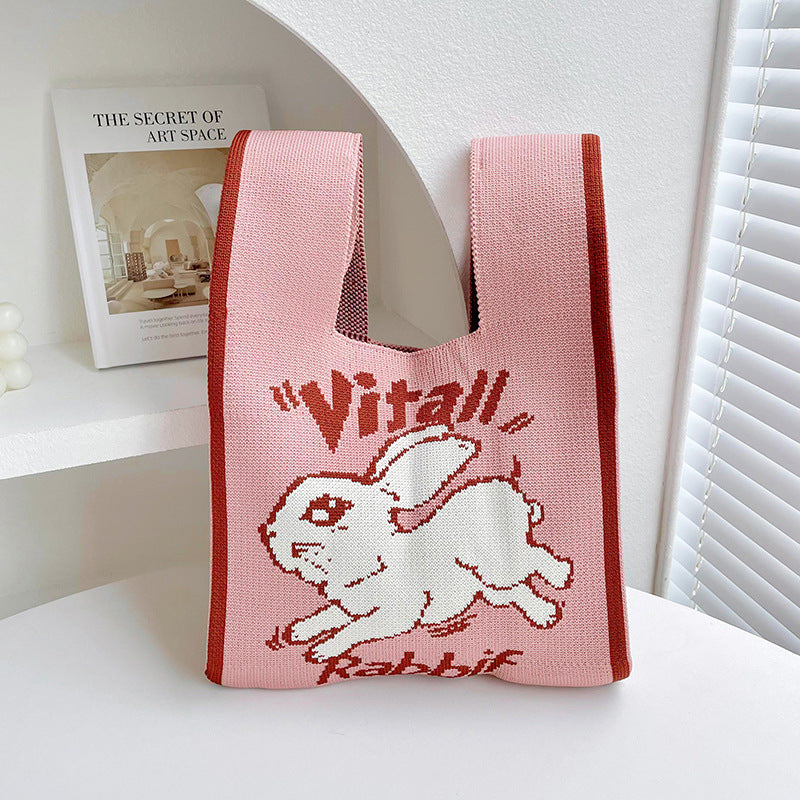 Moon Rabbit Knitted Shoulder Bag