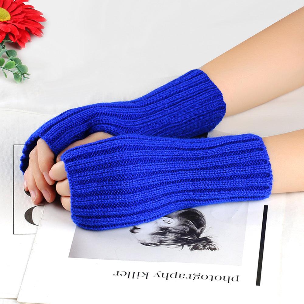 Knitting Wool Gloves Straight Arm Knitted Warm - Nioor