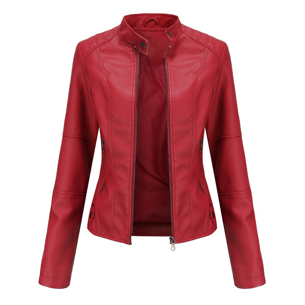 Thin Large Size Leather Clothing With Stand Collar Slim-fit Jacket - Nioor