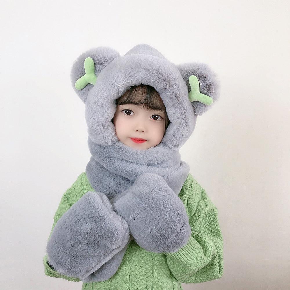 Children's Hat Scarf Gloves One-piece Hat - Nioor