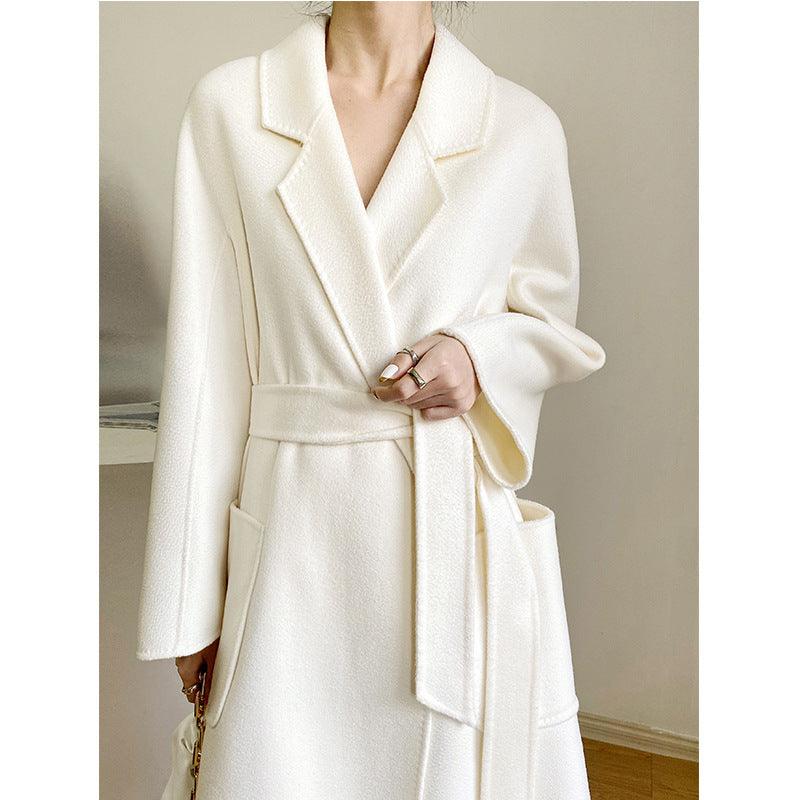 Women's Fashion Double-sided Cashmere Water Ripple Coat - Nioor