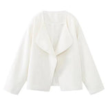 Women's Fashion Solid Color Short Cardigan Woolen Coat - Nioor