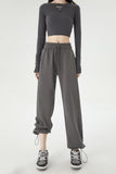 Sports And Leisure Lengthened Wide-leg Sweatpants - Nioor