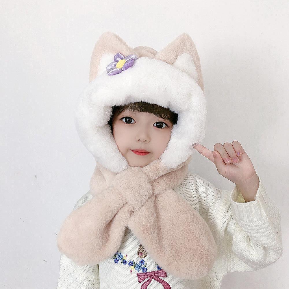 Children's Hat Scarf Gloves One-piece Hat - Nioor