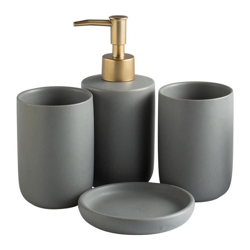 Solid Color Ceramic Bathroom Four-piece Set - Nioor