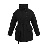 Stand-up Collar Cotton-padded Coat Coat Irregular Mid-length - Nioor