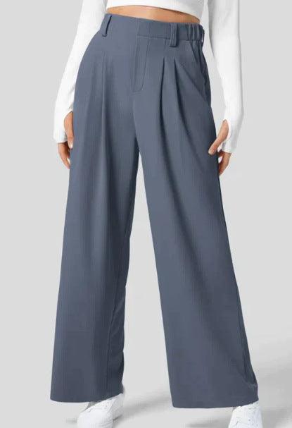 Women's Solid Color Casual Suit Pants With Real Pockets - Nioor