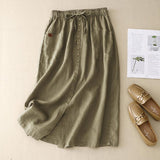 Women's Fashion Slimming Artistic Cotton And Linen Skirt - Nioor