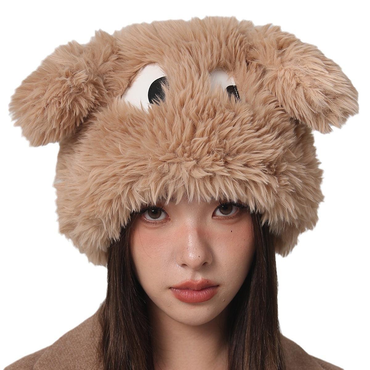 Ear Hat Cute Cartoon Eyes Warm Plush Hat - Nioor