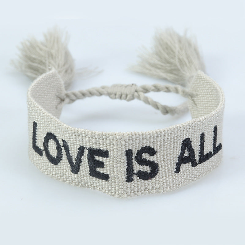 Knitted Belt Couple Bracelet Letter Embroidery Wrist