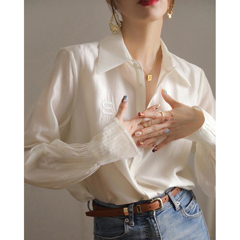 A Niche Chic Chiffon White Shirt For Women - Nioor