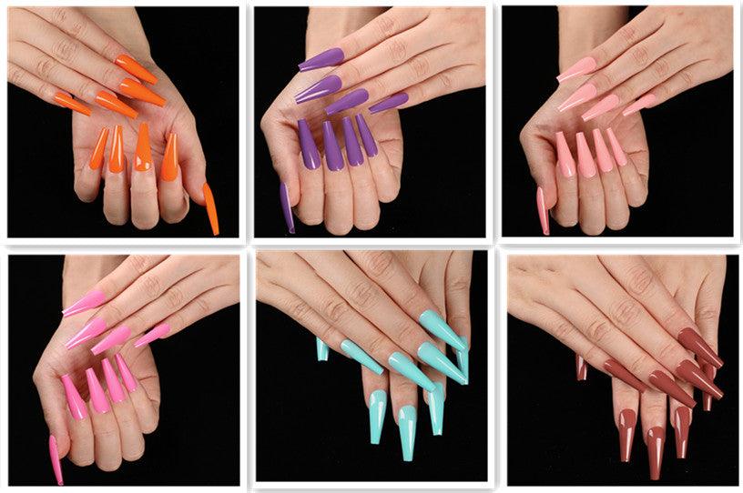 A variety of colors to choose from Nail Art Long Coffin Fake Nails Ballet Nail Patch Wearing Nail Bag - Nioor