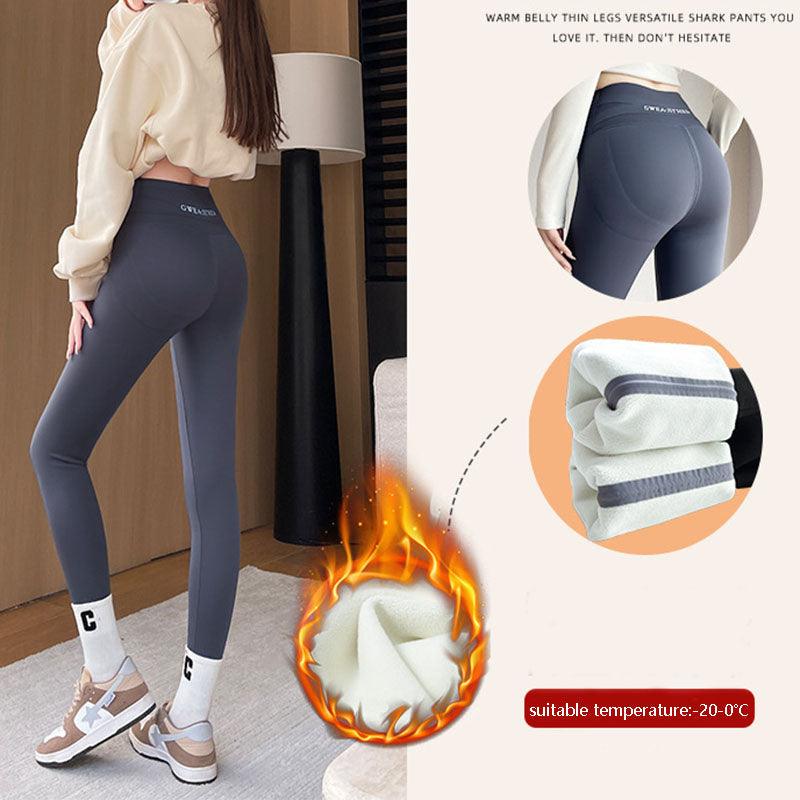 Fleece Thickened Leggings Winter -20 To 5 Shark Pants For Women High Waist Tight Skinny Tummy Control Buttocks Slimming Yoga Pants - Nioor