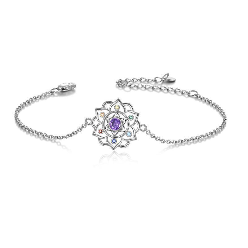 Chakra Yoga Lotus Pendant Bracelet in Sterling Silver - Nioor