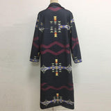 Fashion Printed British Style Lapel Long Trench Coat - Nioor