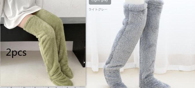 Over Knee High Fuzzy Long Socks Winter Warm Cold Leg Knee Joint Cold-proof Stockings Home Floor Sleeping Socks - Nioor