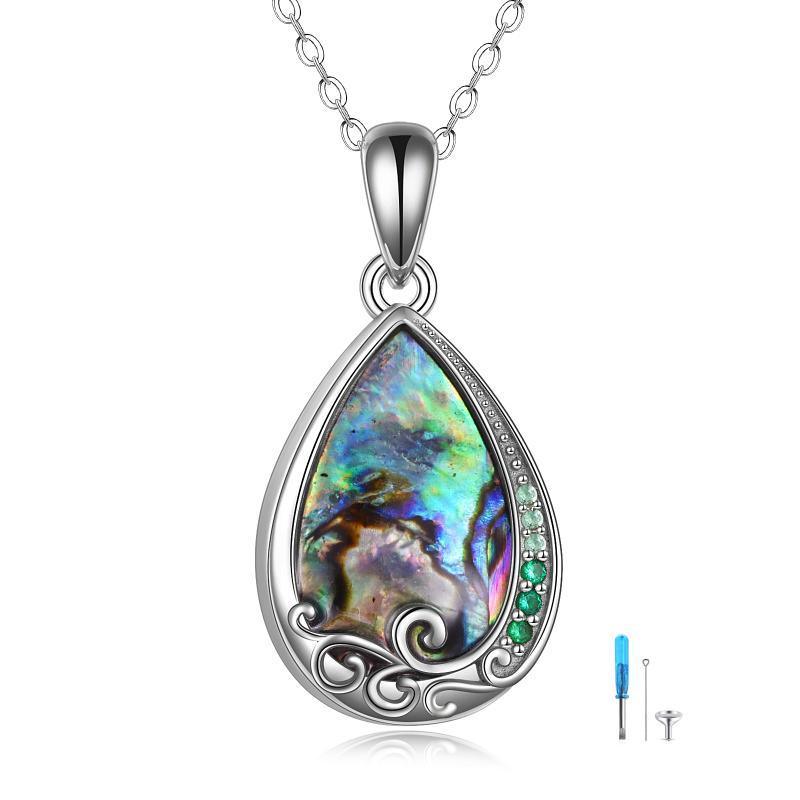 925 Silver Teardrop Urn Necklace for Ashes Retro Silver Necklace for Lover - Nioor