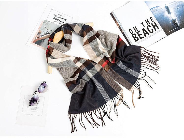 All-match Simple Men's Plaid Warm Scarf - Nioor