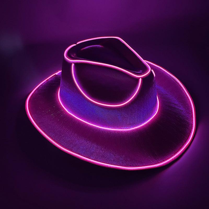 Halloween Carnival Party LED Wireless Fluorescent Colorful Cowboy Flashing Hat - Nioor