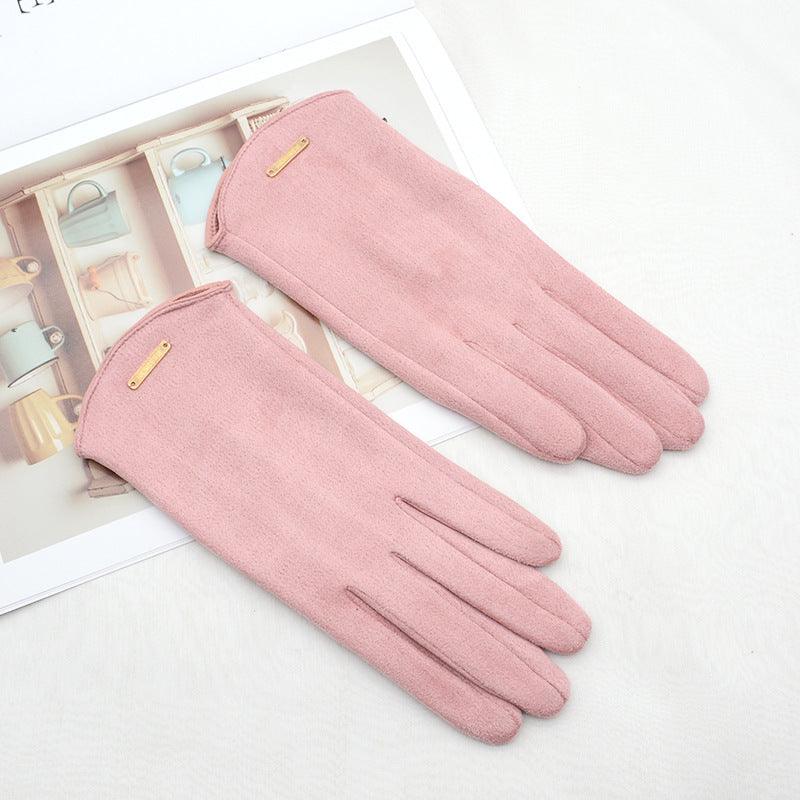 Women's Fleece Suede Gloves Warm And Cold Protection - Nioor