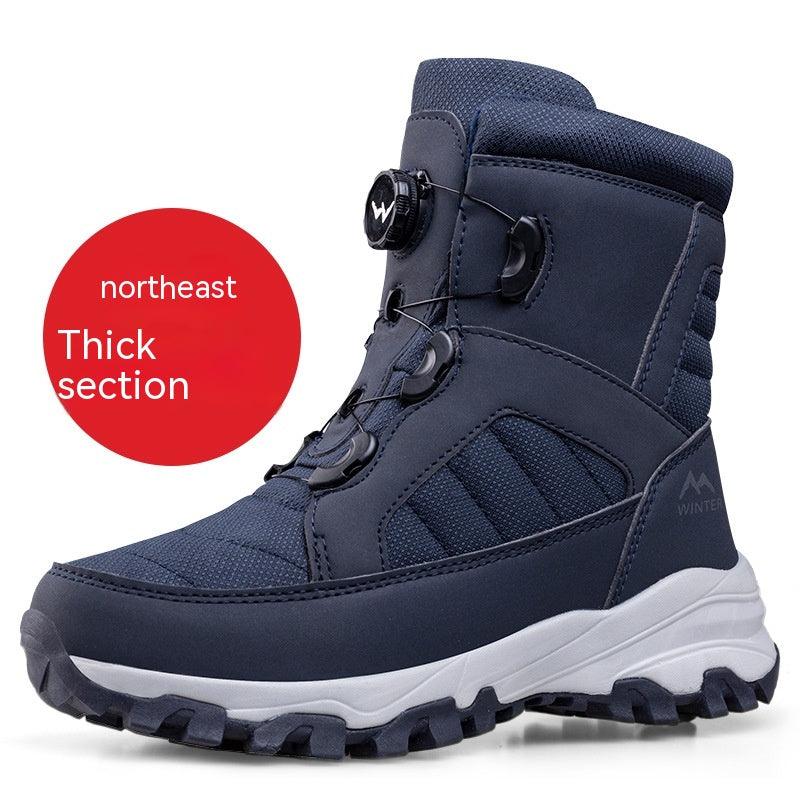 Men's Button Snow Boots Fleece-lined Thickened Women - Nioor