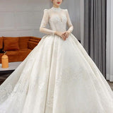 Long Sleeve French Vintage Light Wedding Dress Bride - Nioor