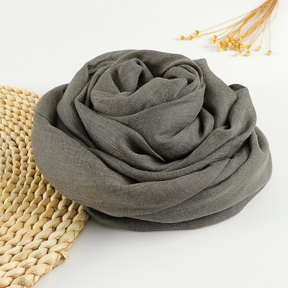 Women's Fashion Pure Color Artistic Cotton And Linen Scarf - Nioor