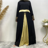 Women's Muslim Patchwork Long Sleeved Dress