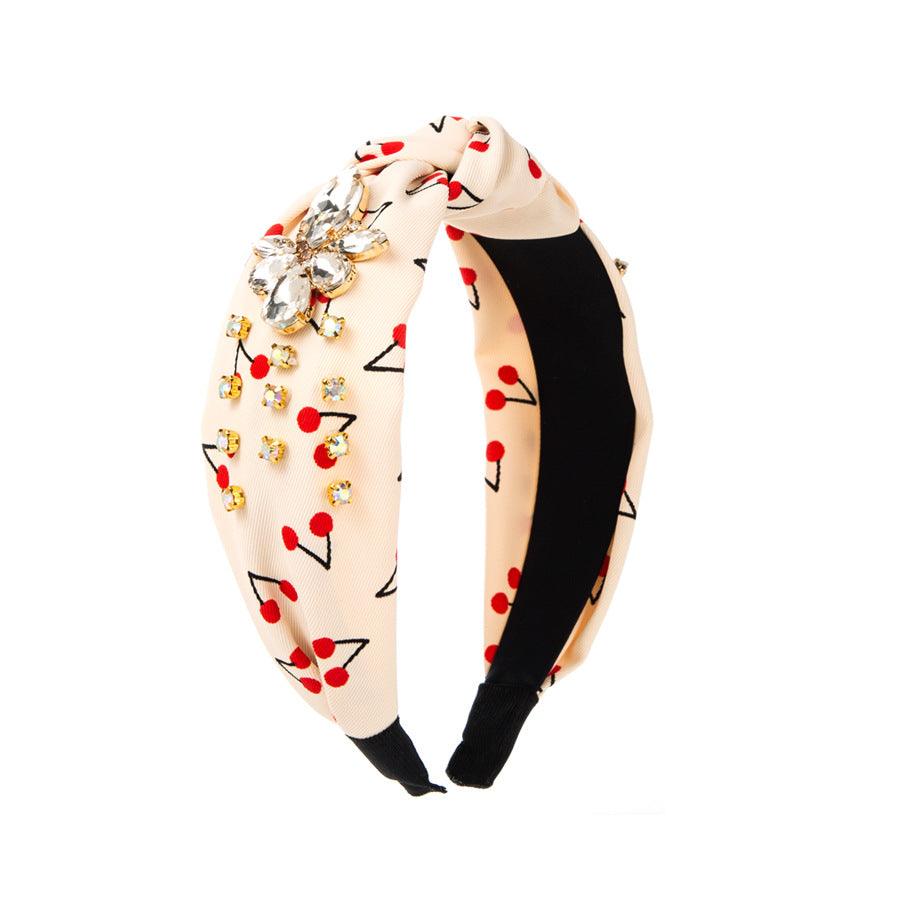 Cherry Print Mid-knot Headband Temperament Wild Headwear - Nioor