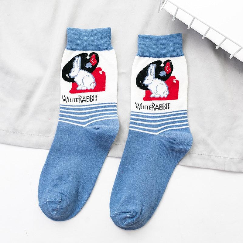 Socks Trendy Tube White Rabbit High-top Cotton Socks - Nioor