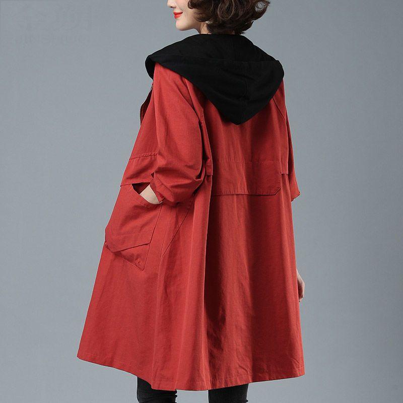 Women's Mid-length Autumn Loose Hooded Coat - Nioor