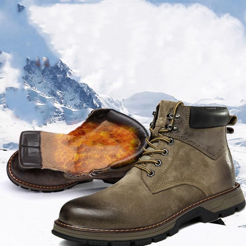 Winter Leather Martin Boots Men's Shoes High Top British - Nioor