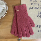 Winter Solid Color Woolen Ruffled Warm Gloves For Women - Nioor