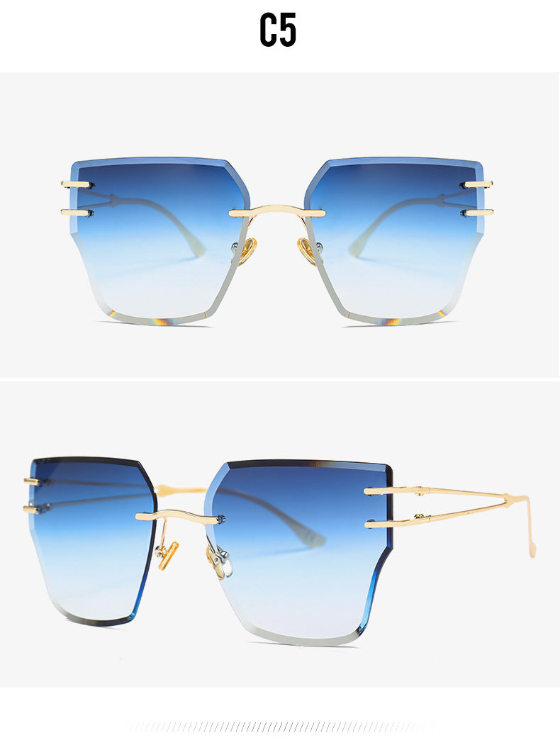 Frameless Square Cut Sunglasses Women Color New Fashion