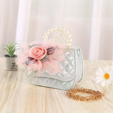 Flower Knitted Pearl Portable Diagonal Bag - Nioor