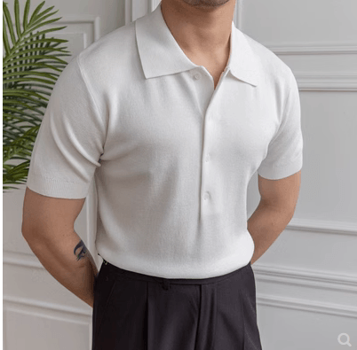 Solid Color Slim Fitting Short Sleeved POLO Shirt - Nioor