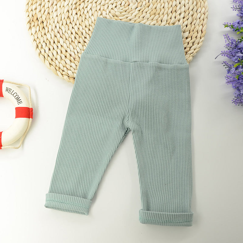 Baby Solid Color Pit Cotton High-waisted Pants