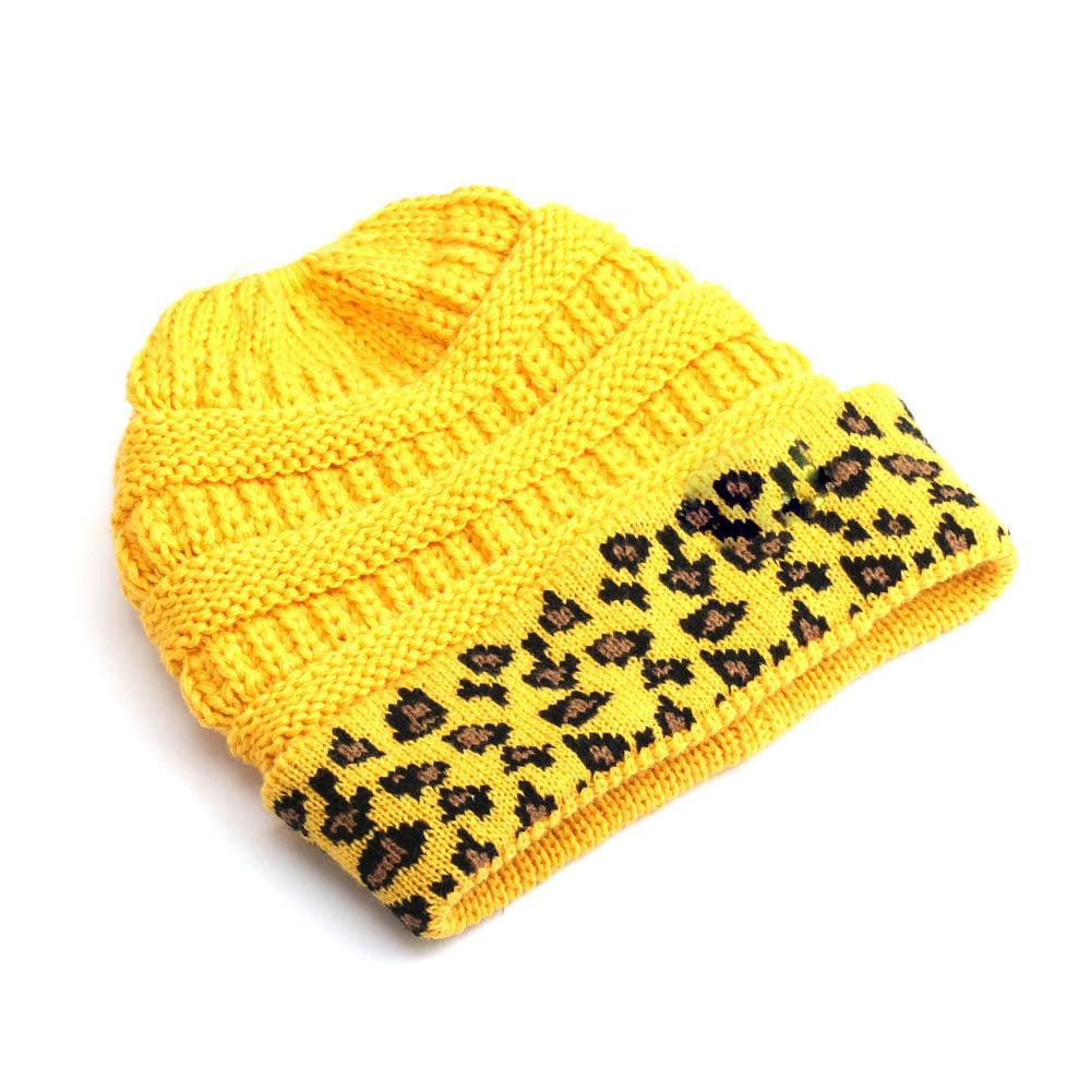 Beanie Women's Warm Leopard Print Knitted Hat Winter - Nioor