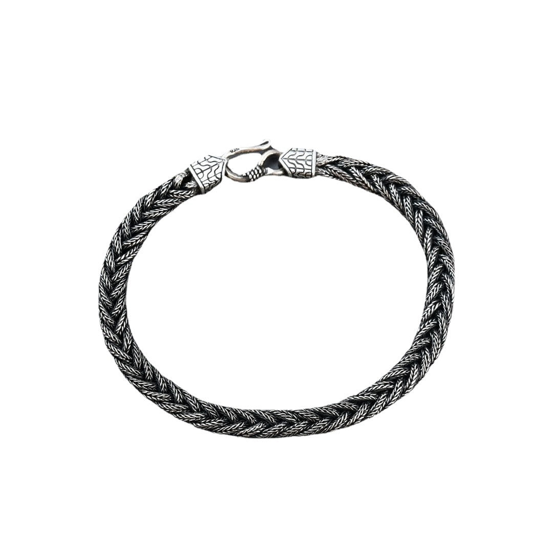 New 925 Silver Hand Weaving Bracelet Men