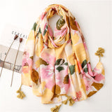 New Blooming Color Cotton And Linen Feel Scarf Soft Shawl - Nioor