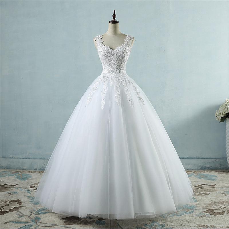 High Waist Wedding Dress With Deep V-neck - Nioor