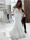 Fashion One Shoulder Lace Long Sleeve Dress Mopping Wedding Dress - Nioor