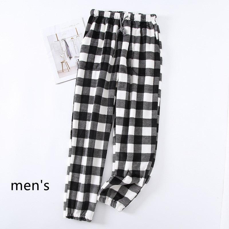 Couple Flannel Pajama Pants Plaid Women Autumn And Winter Plus Size Thickened - Nioor